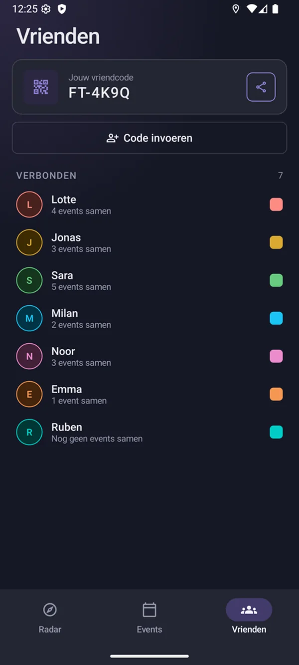 Vriendcode en verbonden vrienden op Android.